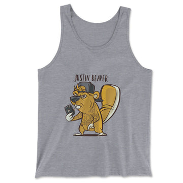 Justin Beaver Men/Unisex Tank in Athletic Heather color